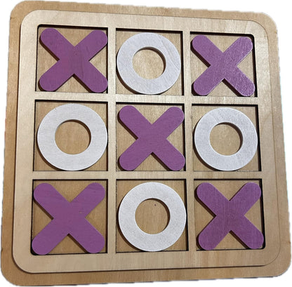 Wooden Tic-Tac-Toe Board Game – Classic XO Strategy Game for Kids, Toddlers, Preschoolers & Adults – Educational, Durable & Portable 30cm Wooden Board – Ideal Birthday Gift, Party Favour & Family Game (Random Color)