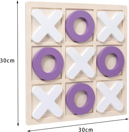 Wooden Tic-Tac-Toe Board Game – Classic XO Strategy Game for Kids, Toddlers, Preschoolers & Adults – Educational, Durable & Portable 30cm Wooden Board – Ideal Birthday Gift, Party Favour & Family Game (Random Color)