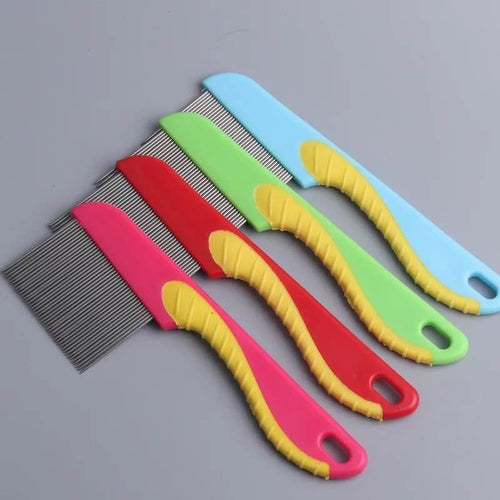 100% Stainless Steel Needles Anti Lice Comb – Ergonomic Handle, Safe Rounded Tips, Reusable & Clinically Proven for Men & Women (Random color)