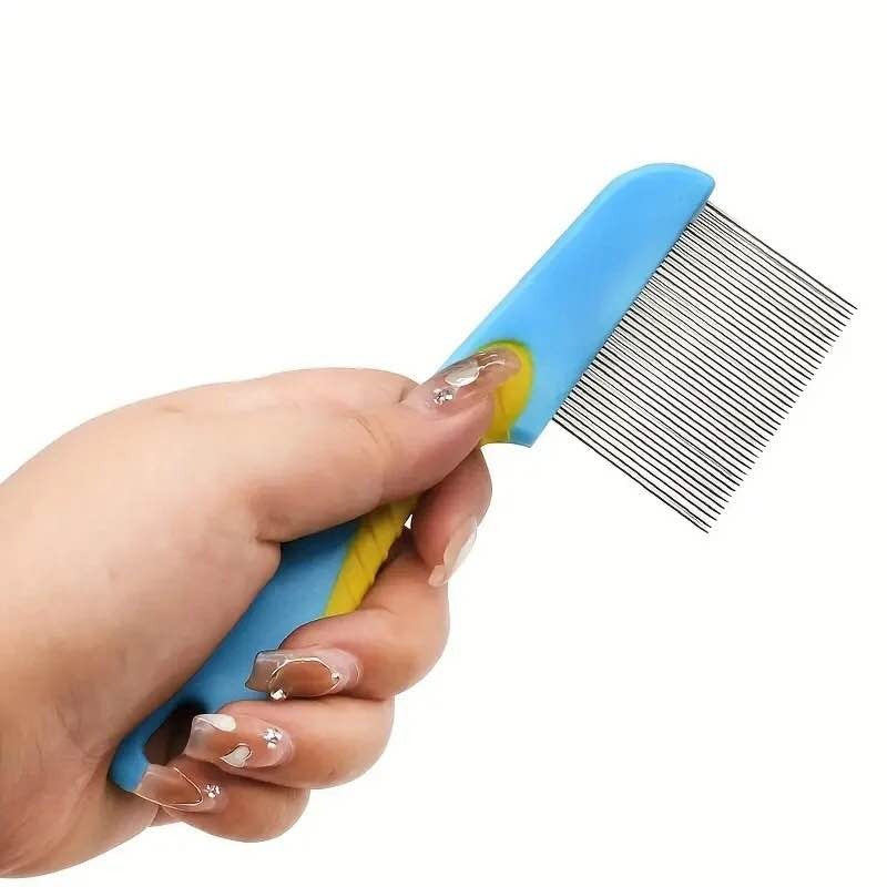 100% Stainless Steel Needles Anti Lice Comb – Ergonomic Handle, Safe Rounded Tips, Reusable & Clinically Proven for Men & Women (Random color)