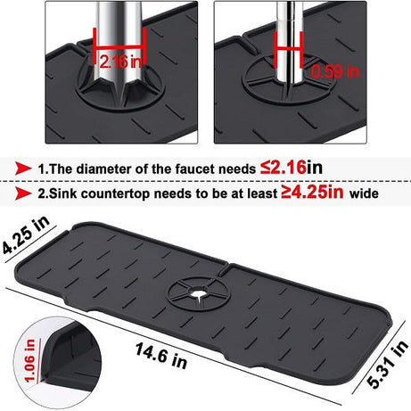 Silicone Kitchen Faucet Splash Guard Sink Mat - Kitchen Accessory Designed For Water Protection And Daily Sink Maintenance Routine