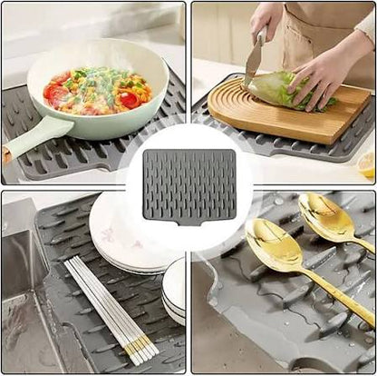 Big Size Silicon Drain Mat | 14x10 Inch Anti Slip Sink Drain Mat For Kitchen | Waterproof Pad For Kitchen
